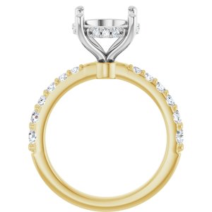 14K Yellow/White Gold 10 mm Round 1/2 CTW Natural Diamond Semi-Set Engagement Ring
