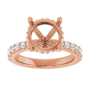 14K Rose Gold 10 mm Round 1/2 CTW Natural Diamond Semi-Set Engagement Ring