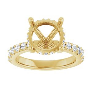 14K Yellow Gold 10 mm Round 1/2 CTW Lab-Grown Semi-Set Daimond Engagement Ring