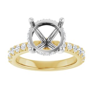 14K Yellow/White Gold 10 mm Round 1/2 CTW Lab-Grown Semi-Set Daimond Engagement Ring