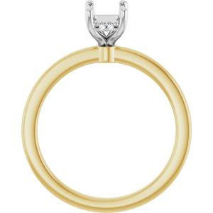 14K Yellow/White Gold 6.5x4.5 mm Emerald .04 CTW Natural Diamond Semi-Set Engagement Ring