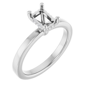 Platinum 6.5x4.5 mm Emerald .04 CTW Natural Diamond Semi-Set Engagement Ring