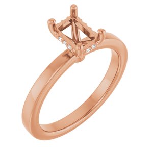 14K Rose Gold 6.5x4.5 mm Emerald .04 CTW Natural Diamond Semi-Set Engagement Ring