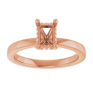 14K Rose Gold 6.5x4.5 mm Emerald .03 CTW Lab-Grown Diamond Semi-Set Engagement Ring
