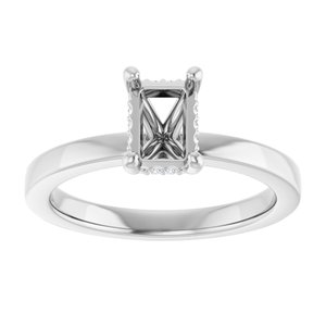 14K White Gold 6.5x4.5 mm Emerald .03 CTW Lab-Grown Semi-Set Daimond Engagement Ring