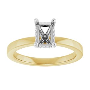 14K Yellow/White Gold 6.5x4.5 mm Emerald .04 CTW Natural Diamond Semi-Set Engagement Ring