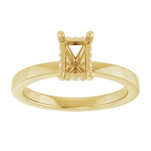 14K Yellow Gold 6.5x4.5 mm Emerald .03 CTW Lab-Grown Semi-Set Daimond Engagement Ring