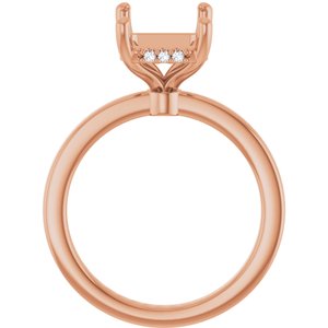 14K Rose Gold 10x8 mm Emerald .06 CTW Natural Diamond Semi-Set Engagement Ring