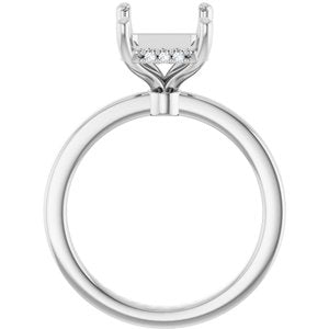Platinum 10x8 mm Emerald 1/8 CTW Lab-Grown Semi-Set Daimond Engagement Ring
