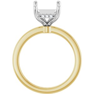14K Yellow/White Gold 10x8 mm Emerald 1/8 CTW Lab-Grown Semi-Set Daimond Engagement Ring