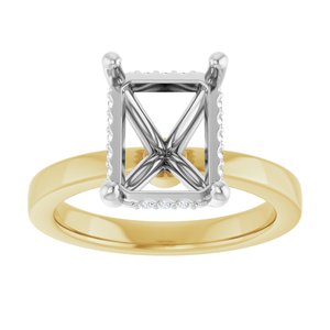 14K Yellow/White Gold 10x8 mm Emerald .06 CTW Natural Diamond Semi-Set Engagement Ring
