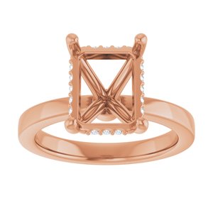 14K Rose Gold 10x8 mm Emerald .06 CTW Natural Diamond Semi-Set Engagement Ring