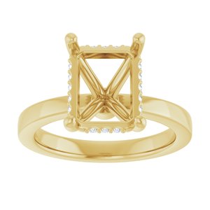 14K Yellow Gold 10x8 mm Emerald .06 CTW Natural Diamond Semi-Set Engagement Ring
