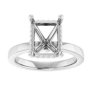14K White Gold 10x8 mm Emerald 1/8 CTW Lab-Grown Semi-Set Daimond Engagement Ring