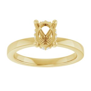 14K Yellow Gold 7.5x5.5 mm Oval .03 CTW Natural Diamond Semi-Set Engagement Ring