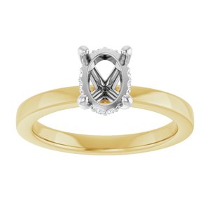 14K Yellow/White Gold 7.5x5.5 mm Oval .03 CTW Natural Diamond Semi-Set Engagement Ring
