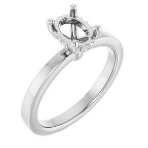 Platinum 7.5x5.5 mm Oval .03 CTW Natural Diamond Semi-Set Engagement Ring