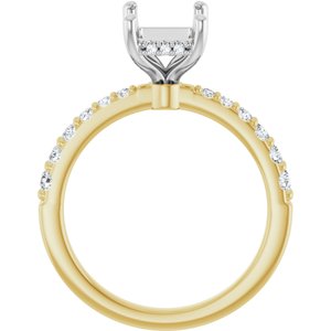14K Yellow/White Gold 8.5x6.5 mm Emerald 1/3 CTW Natural Diamond Semi-Set Engagement Ring
