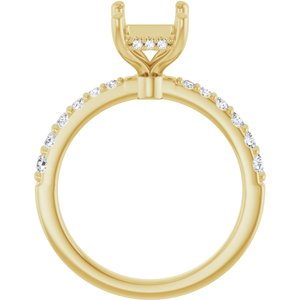 14K Yellow Gold 8.5x6.5 mm Emerald 3/8 CTW Lab-Grown Semi-Set Daimond Engagement Ring