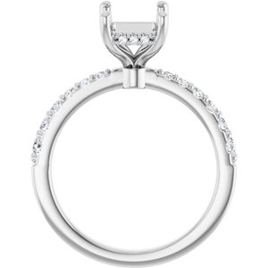 Platinum 8.5x6.5 mm Emerald 1/3 CTW Natural Diamond Semi-Set Engagement Ring