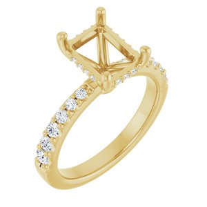 14K Yellow Gold 8.5x6.5 mm Emerald 1/3 CTW Natural Diamond Semi-Set Engagement Ring