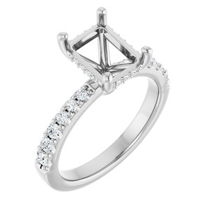 14K White Gold 8.5x6.5 mm Emerald 1/3 CTW Natural Diamond Semi-Set Engagement Ring