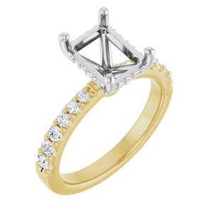14K Yellow/White Gold 8.5x6.5 mm Emerald 1/3 CTW Natural Diamond Semi-Set Engagement Ring