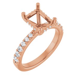 14K Rose Gold 8.5x6.5 mm Emerald 3/8 CTW Lab-Grown Semi-Set Daimond Engagement Ring