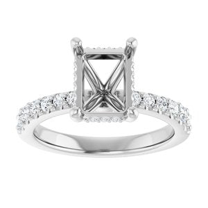 14K White Gold 8.5x6.5 mm Emerald 3/8 CTW Lab-Grown Semi-Set Daimond Engagement Ring