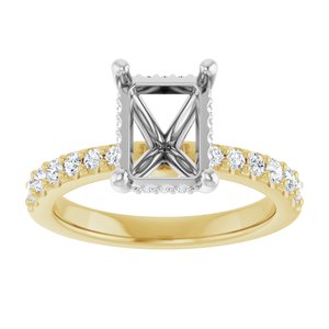 14K Yellow/White Gold 8.5x6.5 mm Emerald 1/3 CTW Natural Diamond Semi-Set Engagement Ring