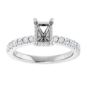 Platinum 6.5x4.5 mm Emerald 1/3 CTW Lab-Grown Semi-Set Daimond Engagement Ring