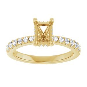 14K Yellow Gold 6.5x4.5 mm Emerald 1/6 CTW Natural Diamond Semi-Set Engagement Ring