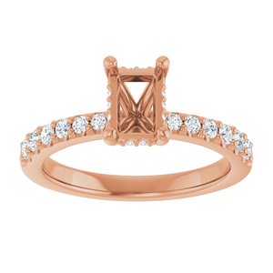 14K Rose Gold 6.5x4.5 mm Emerald 1/3 CTW Lab-Grown Semi-Set Daimond Engagement Ring