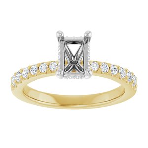 14K Yellow/White Gold 6.5x4.5 mm Emerald 1/3 CTW Lab-Grown Semi-Set Daimond Engagement Ring