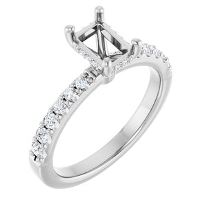 14K White Gold 6.5x4.5 mm Emerald 1/3 CTW Lab-Grown Semi-Set Daimond Engagement Ring