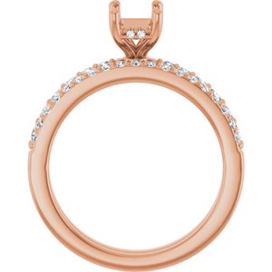 14K Rose Gold 6.5x4.5 mm Emerald 1/6 CTW Natural Diamond Semi-Set Engagement Ring