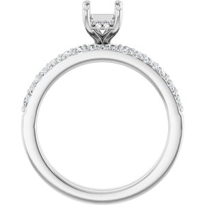 14K White Gold 6.5x4.5 mm Emerald 1/6 CTW Natural Diamond Semi-Set Engagement Ring