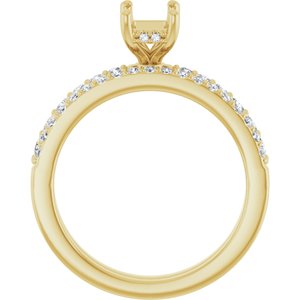 14K Yellow Gold 6.5x4.5 mm Emerald 1/3 CTW Lab-Grown Semi-Set Daimond Engagement Ring