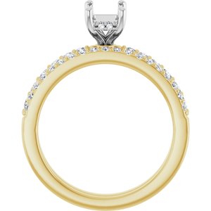 14K Yellow/White Gold 6.5x4.5 mm Emerald 1/3 CTW Lab-Grown Semi-Set Daimond Engagement Ring