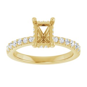 14K Yellow Gold 7x5 mm Emerald 1/6 CTW Natural Diamond Semi-Set Engagement Ring