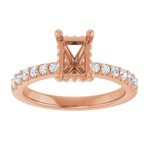 14K Rose Gold 7x5 mm Emerald 1/6 CTW Natural Diamond Semi-Set Engagement Ring