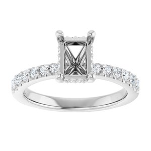 Platinum 7x5 mm Emerald 1/3 CTW Lab-Grown Semi-Set Daimond Engagement Ring
