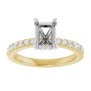 14K Yellow/White Gold 7x5 mm Emerald 1/6 CTW Natural Diamond Semi-Set Engagement Ring