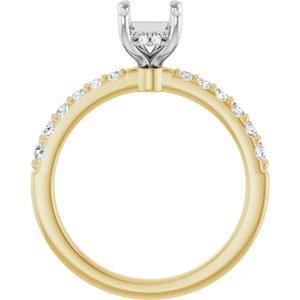 14K Yellow/White Gold 7x5 mm Emerald 1/3 CTW Lab-Grown Semi-Set Daimond Engagement Ring