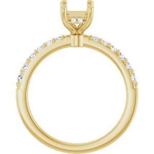 14K Yellow Gold 7x5 mm Emerald 1/6 CTW Natural Diamond Semi-Set Engagement Ring