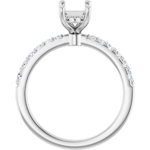 Platinum 7x5 mm Emerald 1/6 CTW Natural Diamond Semi-Set Engagement Ring