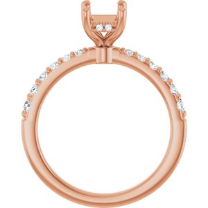 14K Rose Gold 7x5 mm Emerald 1/6 CTW Natural Diamond Semi-Set Engagement Ring