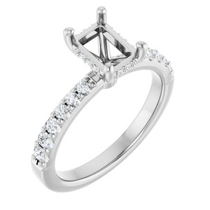 14K White Gold 7x5 mm Emerald 1/3 CTW Lab-Grown Semi-Set Daimond Engagement Ring
