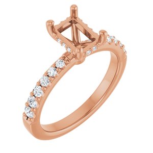 14K Rose Gold 7x5 mm Emerald 1/3 CTW Lab-Grown Semi-Set Daimond Engagement Ring