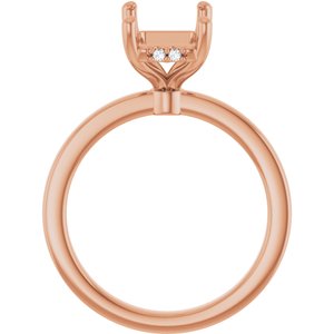 14K Rose Gold 10x7 mm Emerald .05 CTW Natural Diamond Semi-Set Engagement Ring